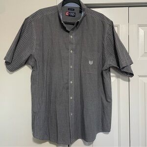 Chaps Short Sleeve Green Navy Plaid Button Down Shirt Size XXL